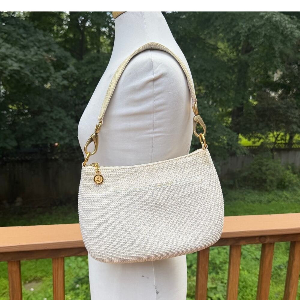 Elie Tahari Cream Woven Shoulder Bag